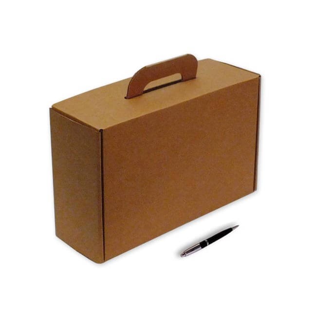 Caja maletín con asa cartón